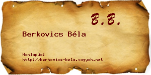 Berkovics Béla névjegykártya